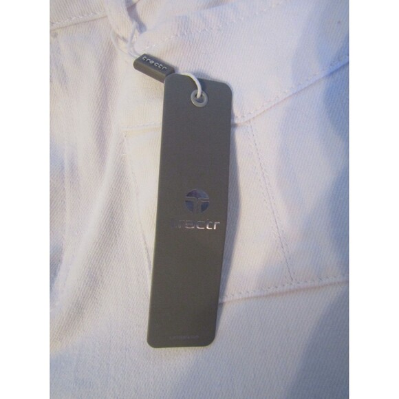 Tractr Jeans NWT White Flare Denim Cotton Mid Rise Slim Fit Raw Hem Size 8 29 - Picture 9 of 10